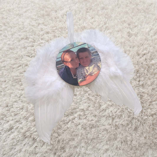 Personalised angel wing bauble