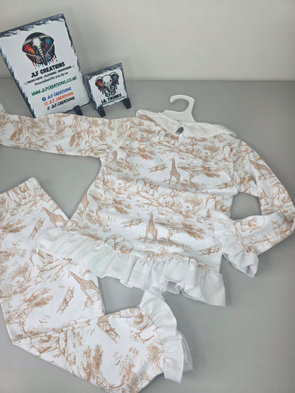 Safari - beige frilled pjs