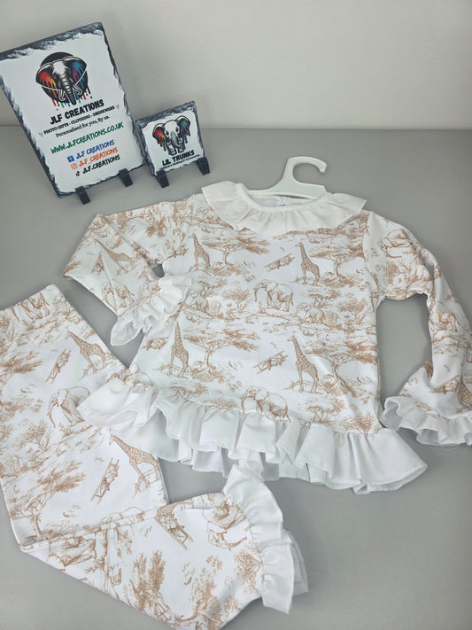 Safari - beige frilled pjs