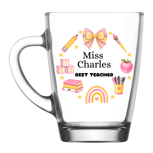 Personalised teacher glass mug